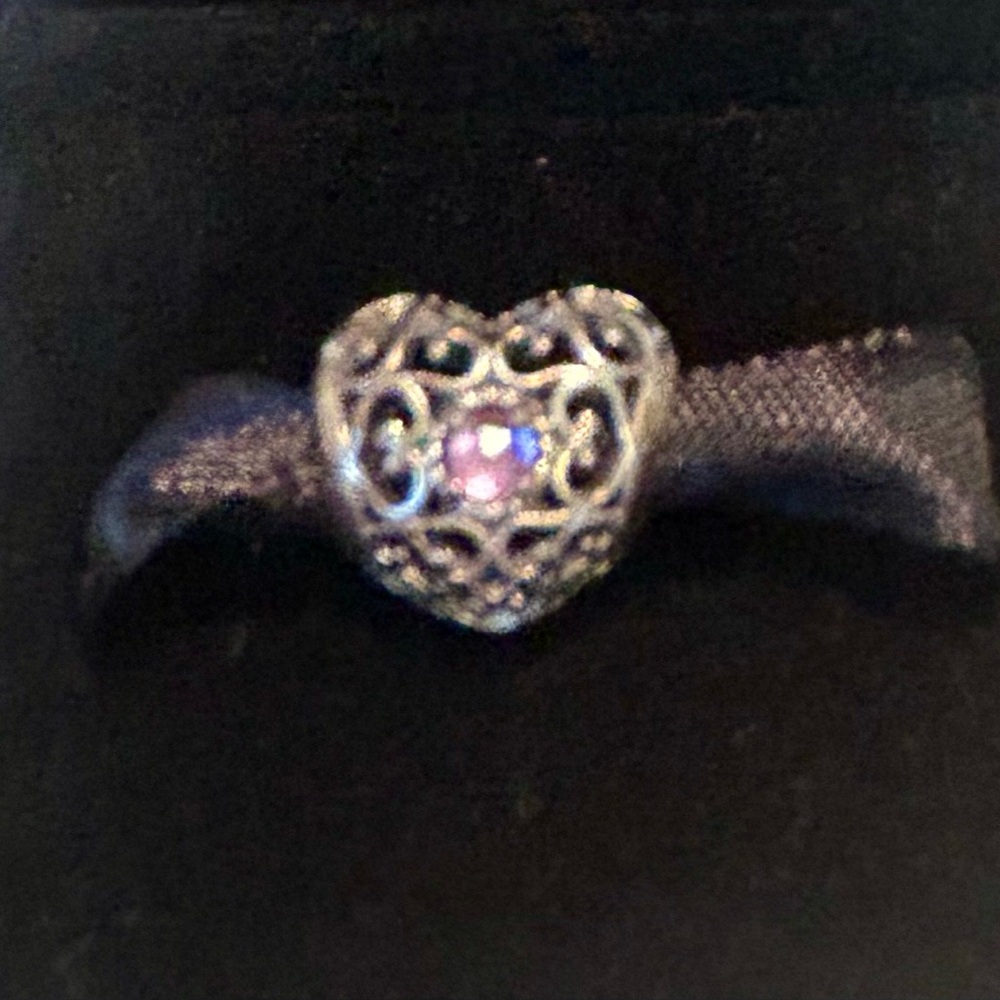 Pandora “Filled with Romance” silver/purple charm.